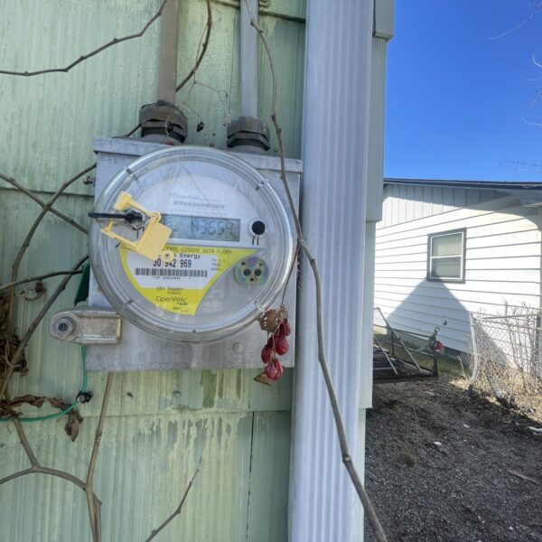 closeup shot of a round electric meter